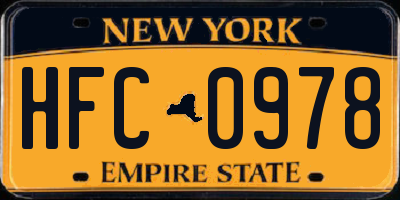 NY license plate HFC0978