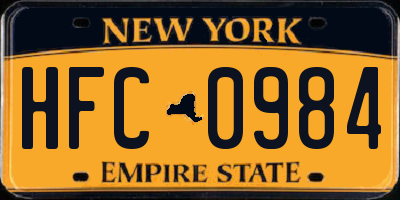 NY license plate HFC0984