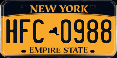 NY license plate HFC0988
