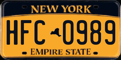 NY license plate HFC0989