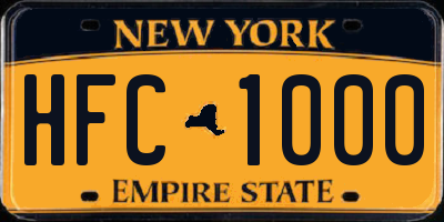 NY license plate HFC1000