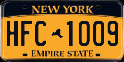NY license plate HFC1009