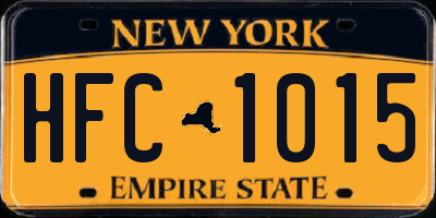 NY license plate HFC1015