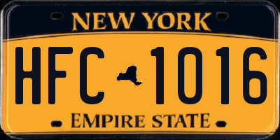 NY license plate HFC1016