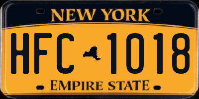 NY license plate HFC1018