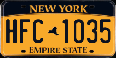 NY license plate HFC1035