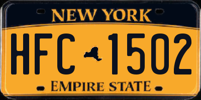 NY license plate HFC1502
