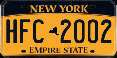 NY license plate HFC2002
