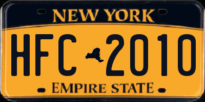 NY license plate HFC2010