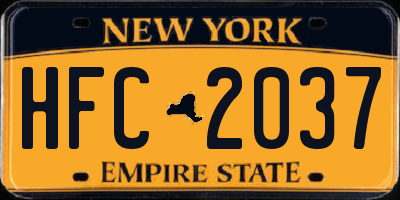 NY license plate HFC2037