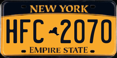 NY license plate HFC2070