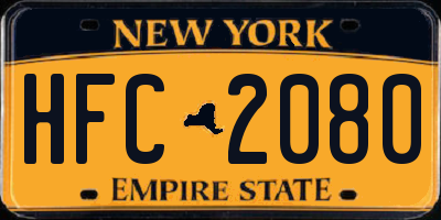 NY license plate HFC2080