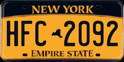 NY license plate HFC2092