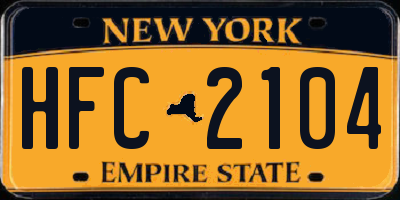 NY license plate HFC2104