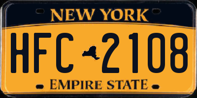 NY license plate HFC2108