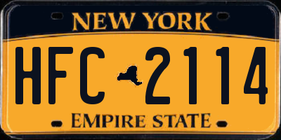 NY license plate HFC2114