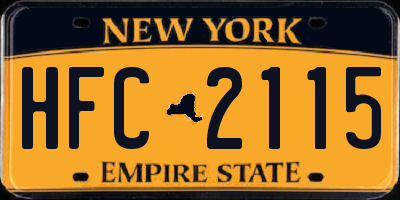 NY license plate HFC2115