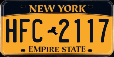 NY license plate HFC2117