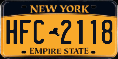 NY license plate HFC2118