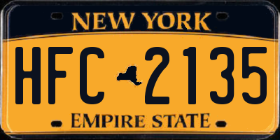 NY license plate HFC2135