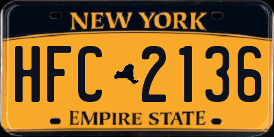 NY license plate HFC2136