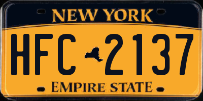 NY license plate HFC2137