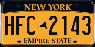 NY license plate HFC2143