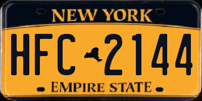 NY license plate HFC2144
