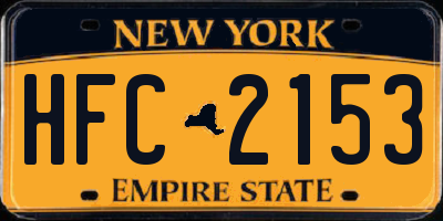 NY license plate HFC2153