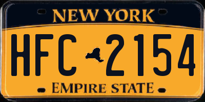 NY license plate HFC2154