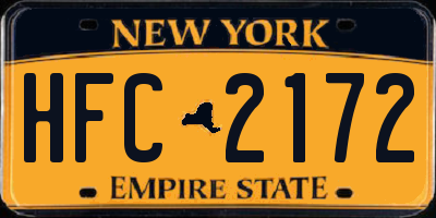 NY license plate HFC2172
