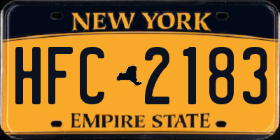 NY license plate HFC2183