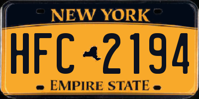 NY license plate HFC2194
