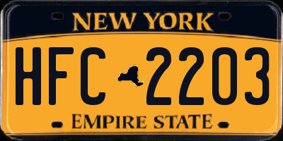 NY license plate HFC2203