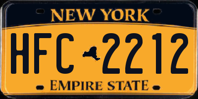 NY license plate HFC2212