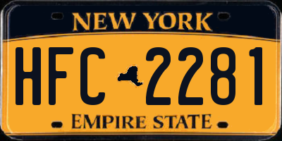 NY license plate HFC2281