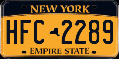 NY license plate HFC2289