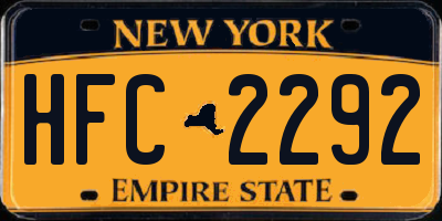 NY license plate HFC2292
