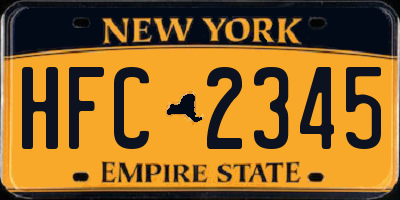 NY license plate HFC2345