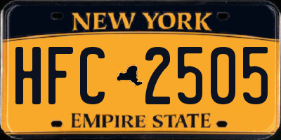 NY license plate HFC2505