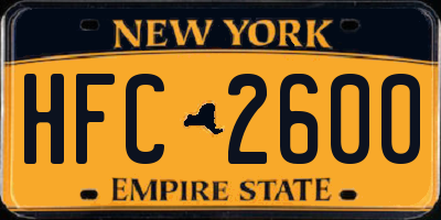 NY license plate HFC2600