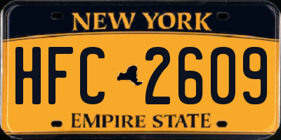 NY license plate HFC2609