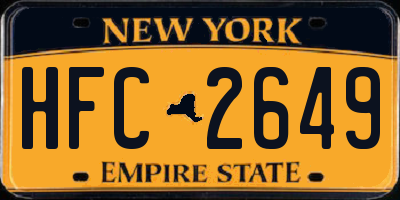 NY license plate HFC2649