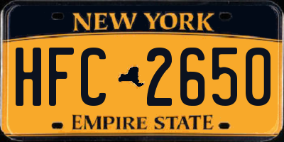 NY license plate HFC2650