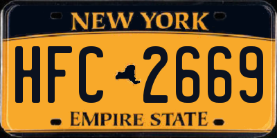 NY license plate HFC2669