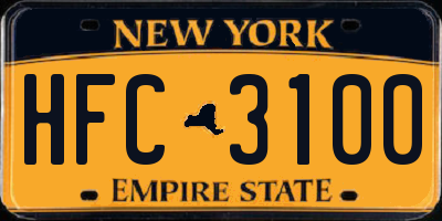 NY license plate HFC3100