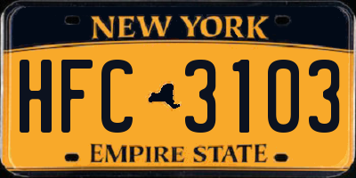 NY license plate HFC3103