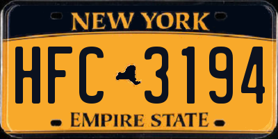 NY license plate HFC3194