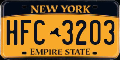 NY license plate HFC3203