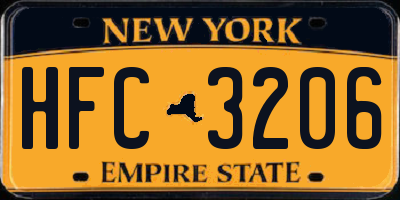 NY license plate HFC3206
